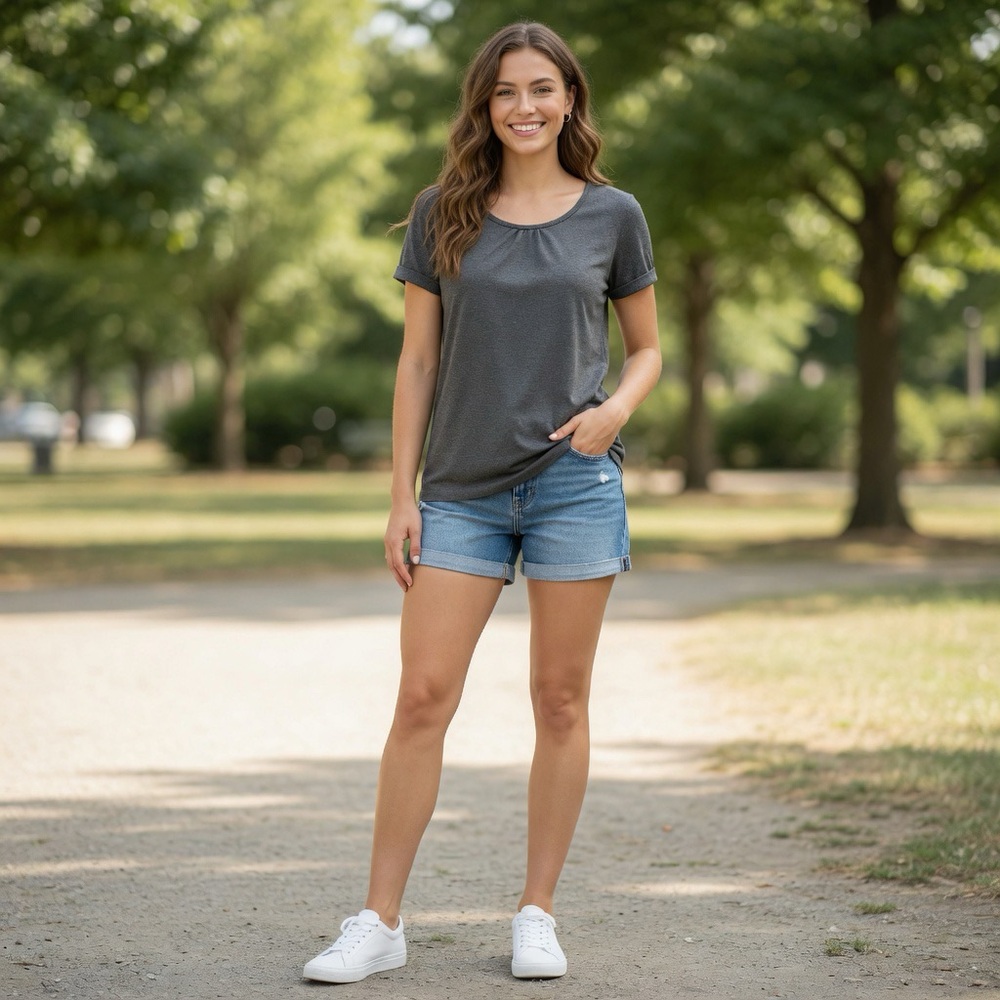 Eddie Bauer Gray Scoop Neck T-Shirt Top Sz XL (athletic type material) - Picture 3 of 10